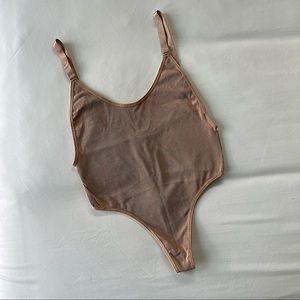 Nude Ribbed High Cut Bodysuit
